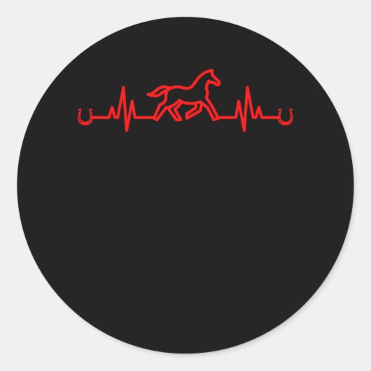 Sticker Rond Horse Heartbeat Horseshoe Stable Equestrian Gift (Devant)