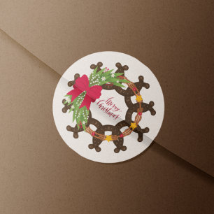 Sticker Rond Horseshoe Christmas Wreath