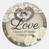 Sticker Rond Horseshoe Hydrangea Mariage campagnard en bois Mer (Devant)