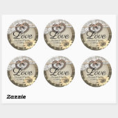 Sticker Rond Horseshoe Mariage campagnard de en bois de tourne (Feuille)
