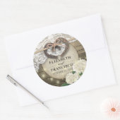 Sticker Rond Horseshot Heart Lace Hydrangea Wood Wedding shower (Enveloppe)