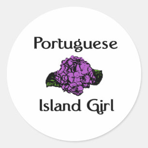 Sticker Rond Hortensia portugais de pourpre de ~ de fille d'îl