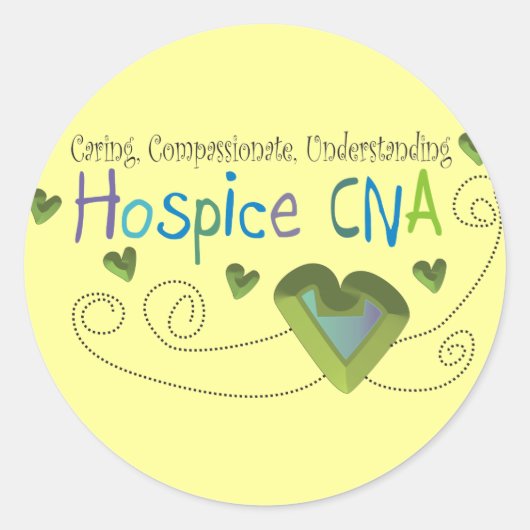 Sticker Rond Hospice CNA Green Hearts (Devant)