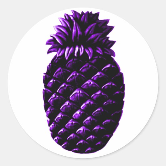 Sticker Rond Hospitalité Ananas Purple Le MUSÉE Zazzle Gif (Devant)