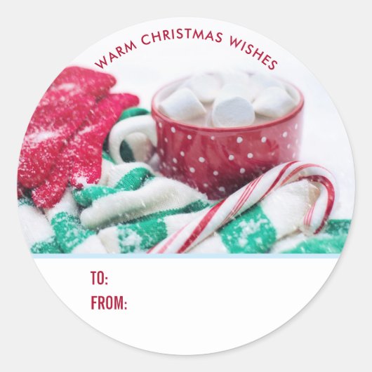 Sticker Rond Hot Cocoa Marshmallows & Sucre de canne cadeau de (Devant)