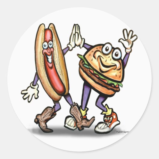 Sticker Rond Hot Dog n Hamburger (Devant)