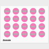 Sticker Rond Hot Pink #2, Dark Gray Ribbon Nom Monogram (Feuille)
