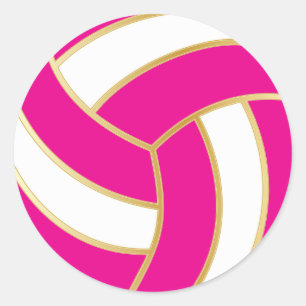 Sticker Rond Hot Pink, Gold et White Volley