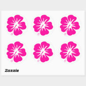 Sticker Rond Hot Pink Hibiscus (Feuille)