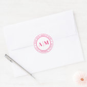 Sticker Rond Hot Pink Monogram Return Address (Enveloppe)