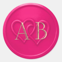 Hot Pink Two Hearts Intertwined Monogram Wedding