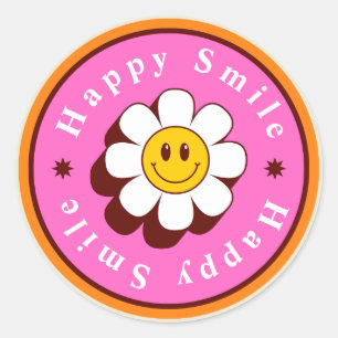 Sticker Rond Hot rose Brown moderne Bold Illustré Joyeux sourir