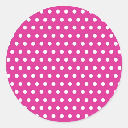 Sticker Rond Hot rose Fuchsia et blanc Pois Motif cadeau (Devant)