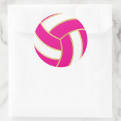 Sticker Rond Hot Rose, Gold et White Volleyball (Sac)
