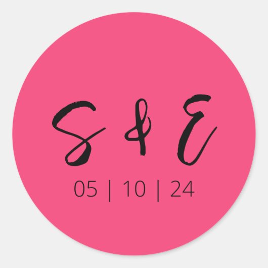 Sticker Rond Hot rose moderne Mariage amusant (Devant)