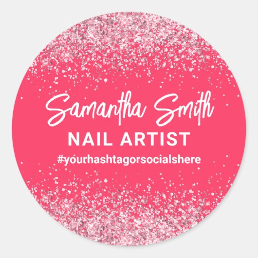 Sticker Rond Hot rose Parties scintillant Nail Artist Beauty Sa (Devant)