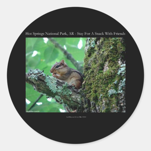 Sticker Rond Hot Springs National Park, AR Chipmunk Snack Gifts (Devant)