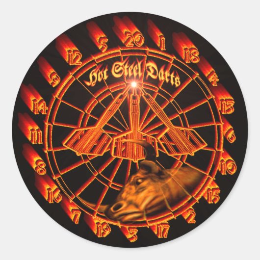 Sticker Rond Hot Steel Darts Darts Darts Glut (Devant)