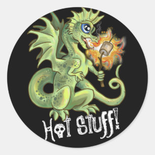 Sticker Rond Hot Stups! lil marshmellow dragon torréfié