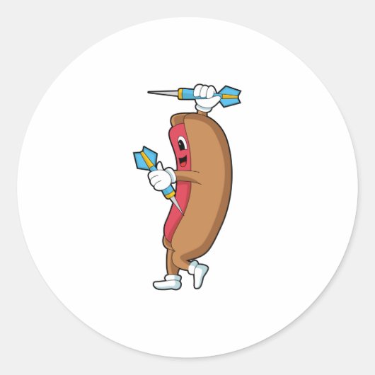 Sticker Rond Hotdog à Darts avec Dart.PNG (Devant)
