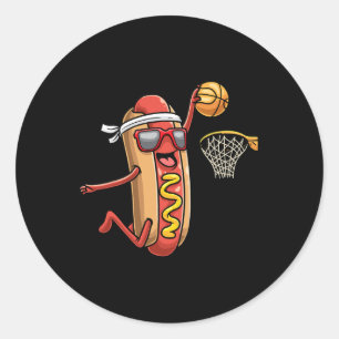 Sticker Rond Hotdog Dans Pain Roll Jouer Pla Sport De Basketbal