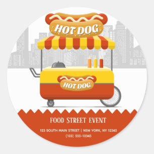 Sticker Rond hotdog de rue alimentaire
