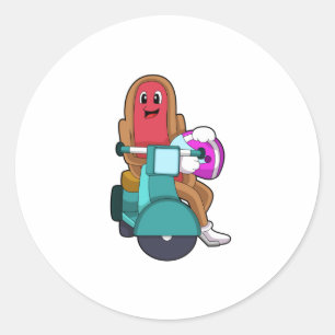 Sticker Rond Hotdog en vélo avec Scooter.PNG