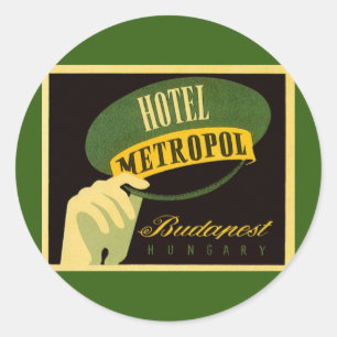 Sticker Rond Hotel Metropol Budapest Hongrie Bellhop Casquette