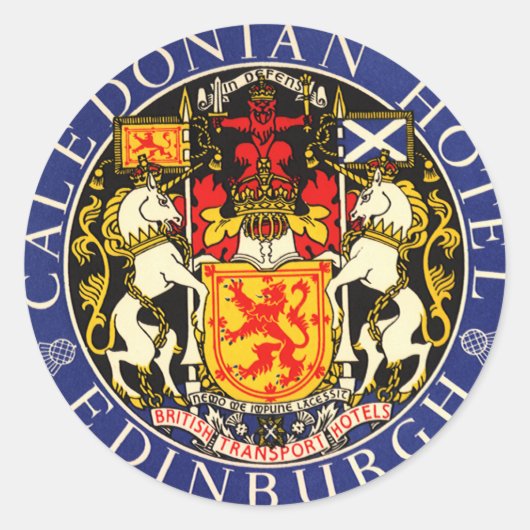 Sticker Rond Hôtel Vintage voyage Caledonian Edinburgh Scotland (Devant)