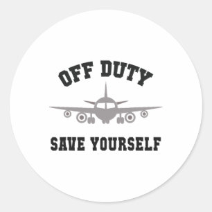 Sticker Rond Hôtesse de l'air drôle hors service sauve toi fill
