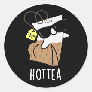 Sticker Rond Hottea Funny Hot Tea Pun Dark BG