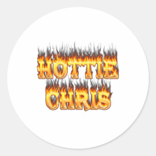 Sticker Rond Hottie Chris incendie et flammes.