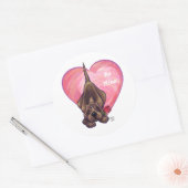 Sticker Rond Hound Dog Valentine's Day (Enveloppe)
