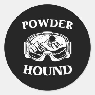 Sticker Rond Hound Powder Snowboard Ski Hiver Sport Top