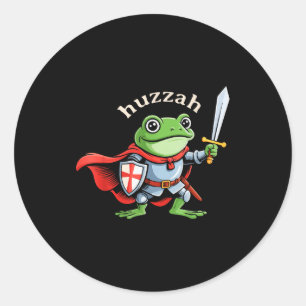 Sticker Rond Hourra Chevalier Grenouille Citation Drôle d'Épée
