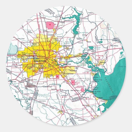 Sticker Rond Houston Map (Devant)