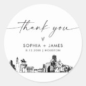 Sticker Rond Houston Merci Favor 3" (feuille de 6) (Devant)