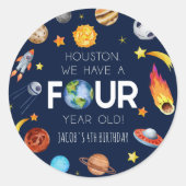 Sticker Rond Houston Nous avons quatre ans 4e fête d'anniversai (Devant)
