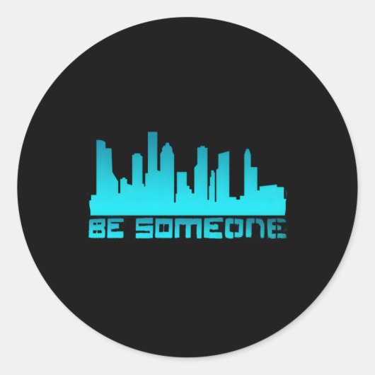 Sticker Rond Houston Soyez Quelqu'Un Pont Houston Skyline H-Tow (Devant)