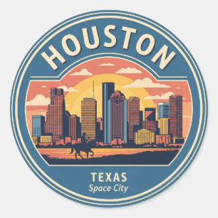 Sticker Rond Houston Texas vintage