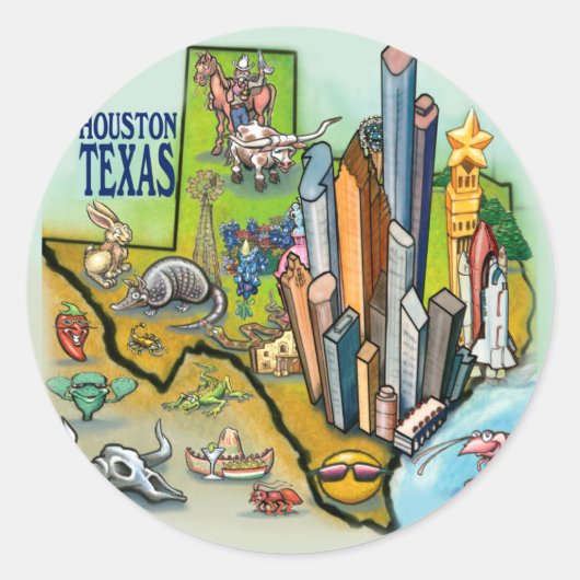 Sticker Rond Houston TX (Devant)