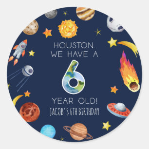 Sticker Rond Houston We Have A 6 Year Old 6e Anniversaire