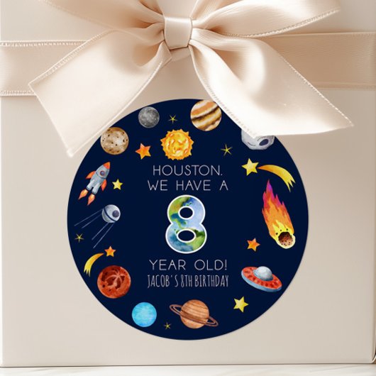 Sticker Rond Houston We Have A 8 Year Old 8th Birthday Party