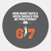 Sticker Rond How Many Days Funny 67 Meme Basketball Practicing  (Devant)