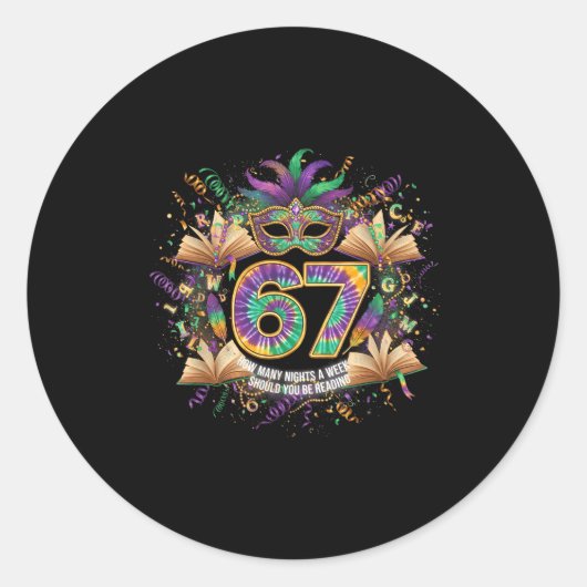 Sticker Rond How Many Night A Week Should You Be Reading 67 Boo (Devant)