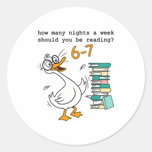 Sticker Rond How Many Nights A Week Should You Be Reading 67 Me (Devant)