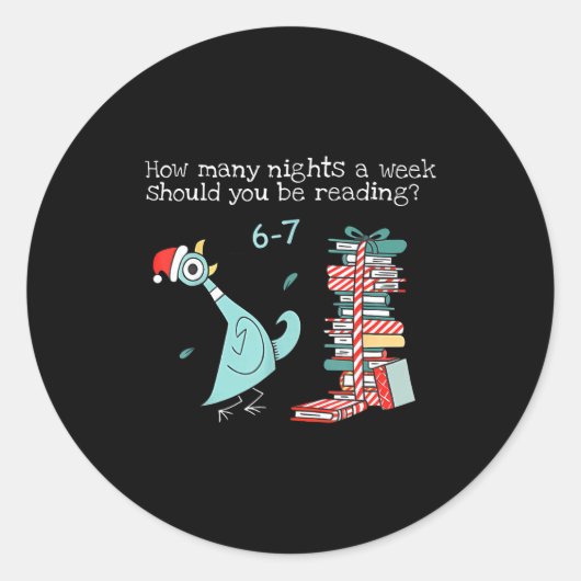 Sticker Rond How Many Nights A Week Should You Be Reading 6-7 T (Devant)