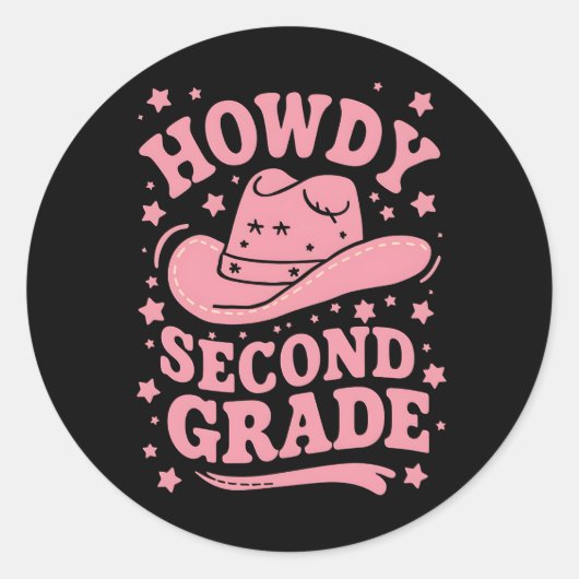 Sticker Rond Howdy 2e Année Cowboy Cowgirl Retour À L'École (Devant)