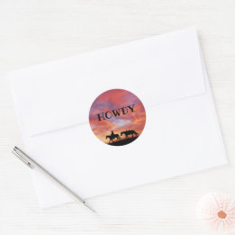Sticker Rond Howdy Cowboy Horse Western Sky