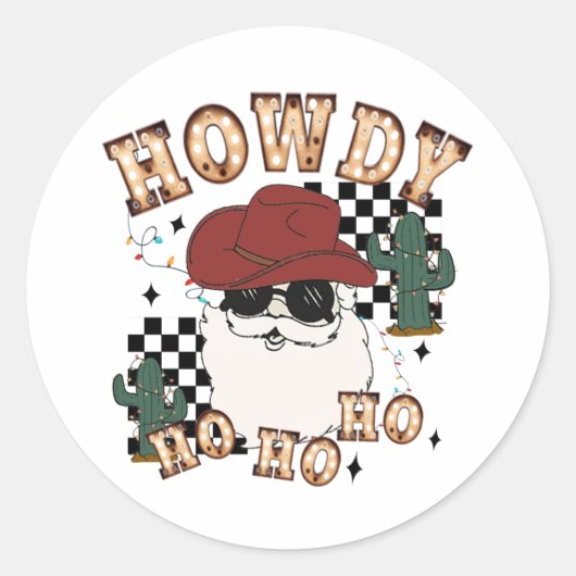 Sticker Rond Howdy Ho Ho Père Noël (Devant)